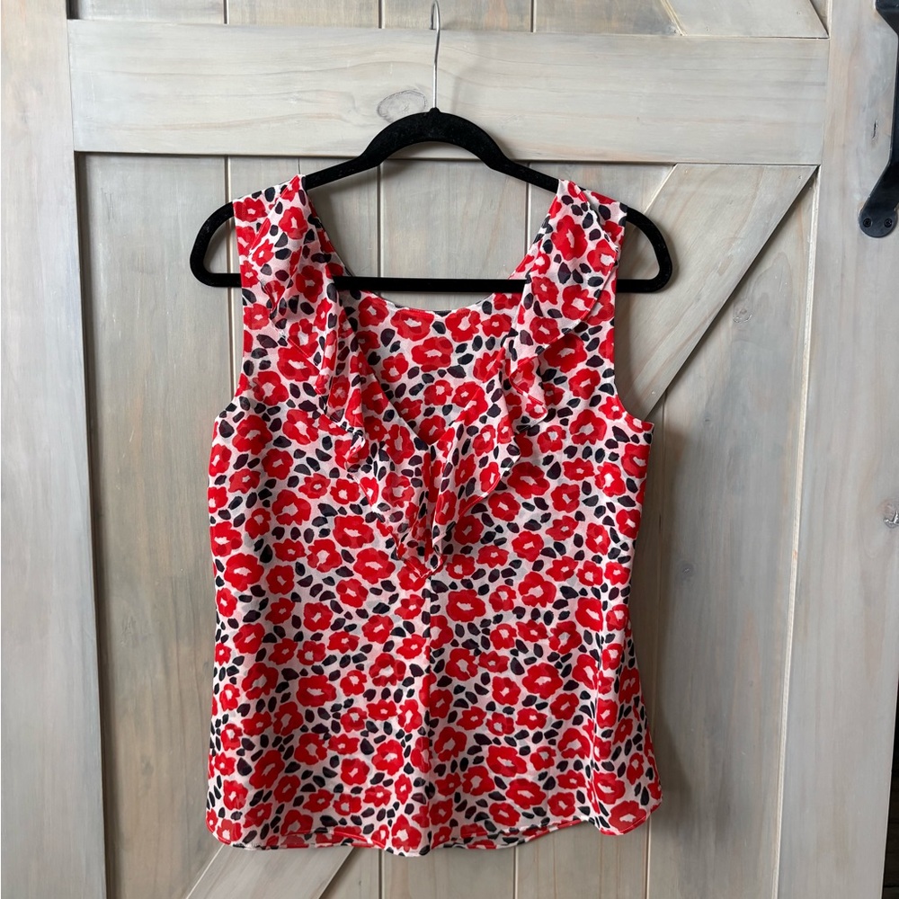 CAbi Red and Navy Floral Sleeveless Top - Picture 5 of 7